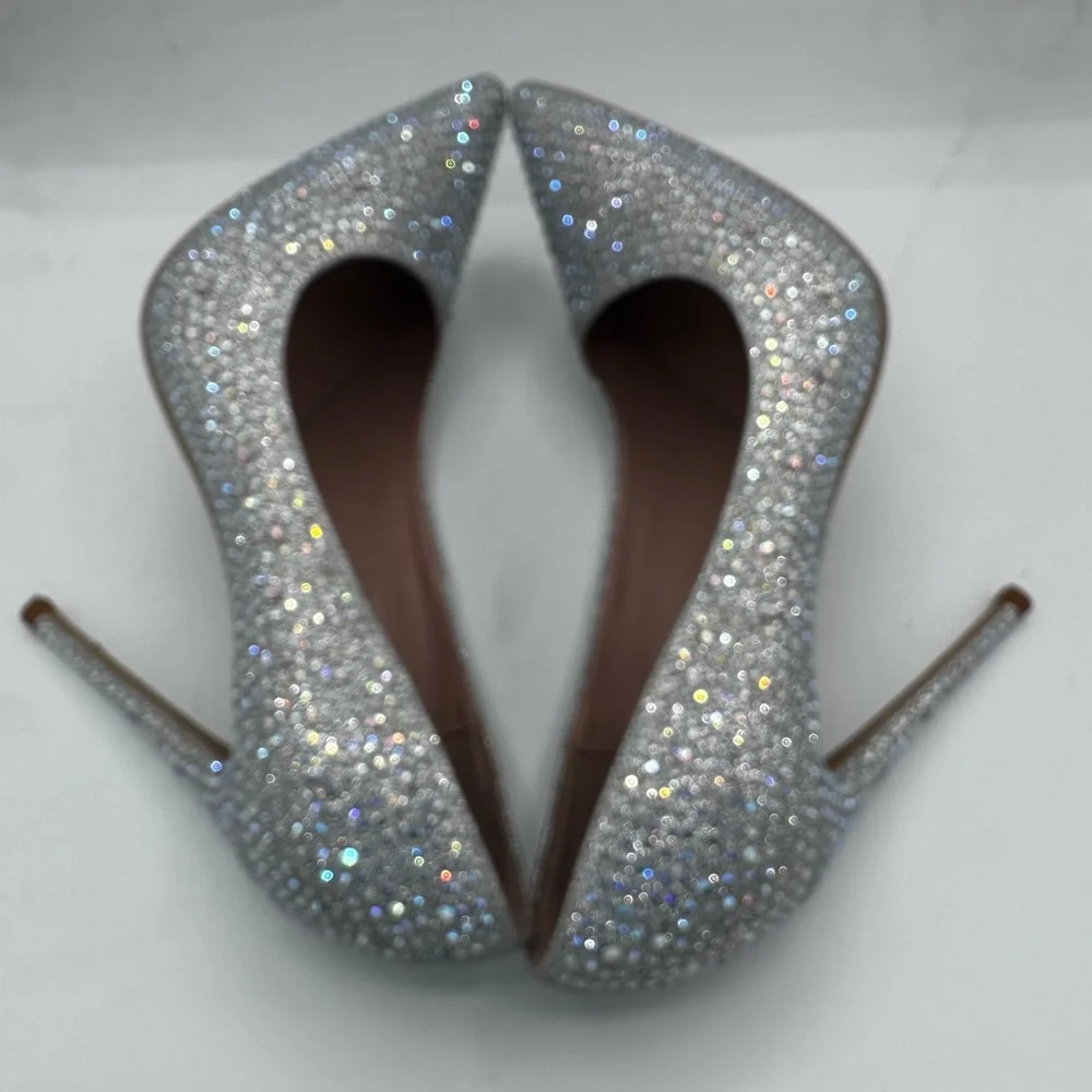 Sparkling Silver Elisabet Tang NEW STUNNING 5” Rhinestone Heels PERFECTION 8.5 M - Picture 7 of 16
